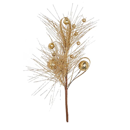14" Christmas Glitter Pine & Ball Picks, 3ct.